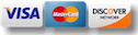 We accept Visa, Mastercard, and Discover credit cards.